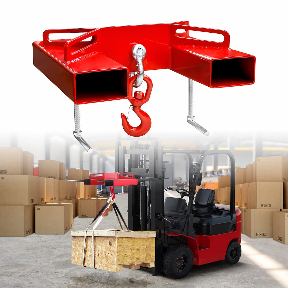 Forklift Lifting Hook Attachment hoist, Telehandlers with Swivel Hook, Available in Riyadh